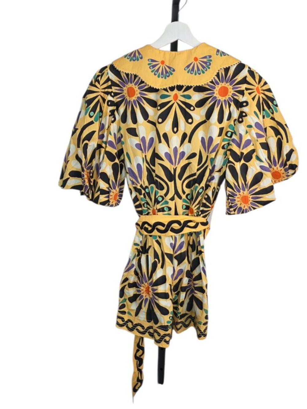 Farm Rio x Anthropologie Puff-Sleeve Printed Romper, Cotton, Boho, Resort, Sz S - Picture 2 of 11